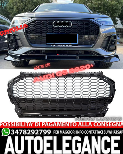 🟢GRILLE SUITABLE FOR AUDI Q5 2020+ RSQ5 LOOK GLOSSY BLACK🟢