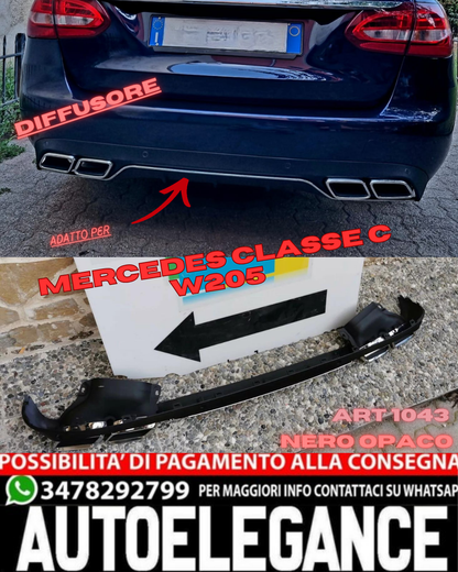💎SOTTO PARAURTI MERCEDES CLASSE C W205 DIFFUSORE POSTERIORE AMG + TERMINALI💎