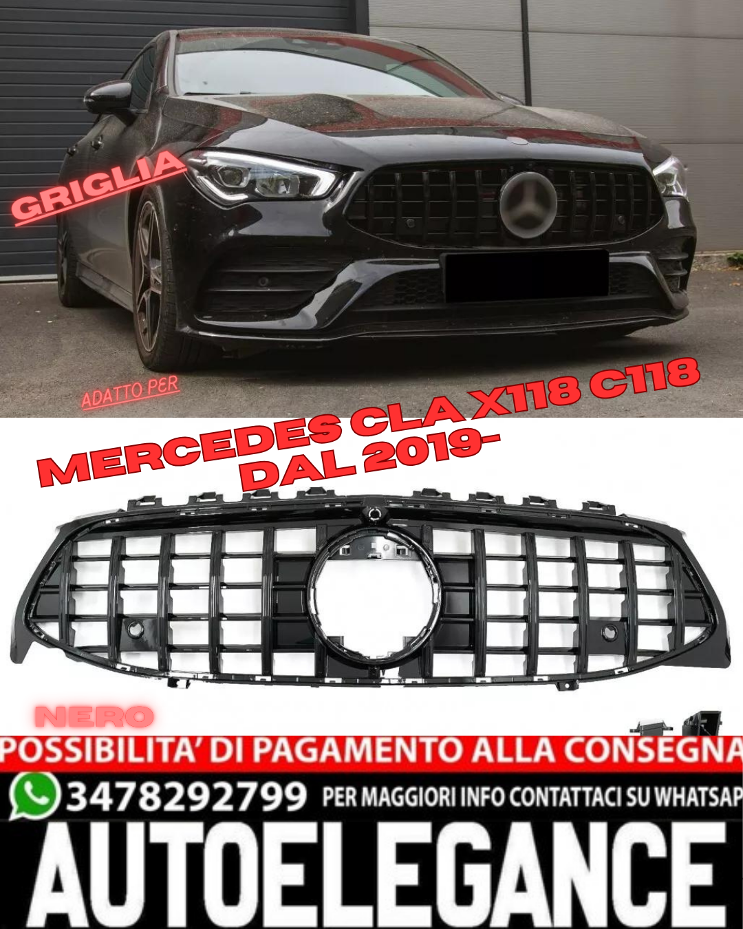 💎Griglia anteriore adatta per Mercedes CLA X118 C118 2019+ GT-R Panamericana💎