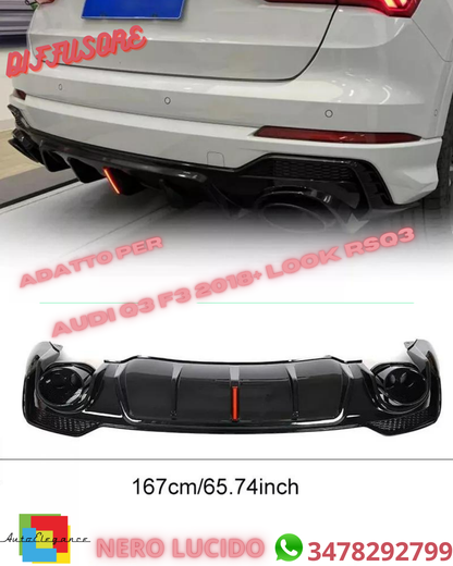⭐DIFFUSORE ADATTO PER Q3 F3 2018+ SUV SOLO PER SLINE LOOK RSQ3 NERO LUCIDO