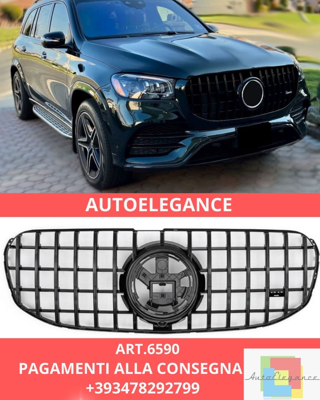 😍ART.6590 Griglia Sportiva Adatta a Mercedes X167 GLS 2019-2023😍