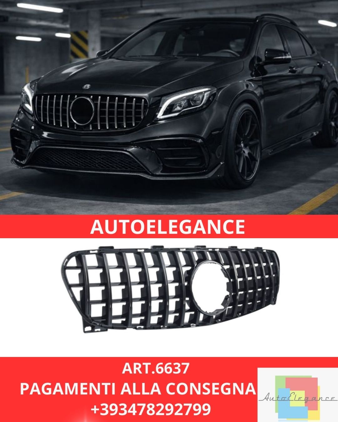 😍ART.6637 Griglia Sport adatta per Mercedes X156 GLA FACELIFT 😍