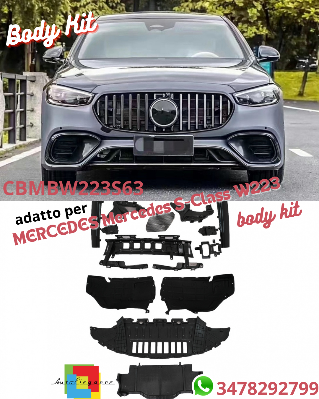 🔥Bodykit adatto per Mercedes Classe S W223 Limousine 2020+ S63 Design🔥