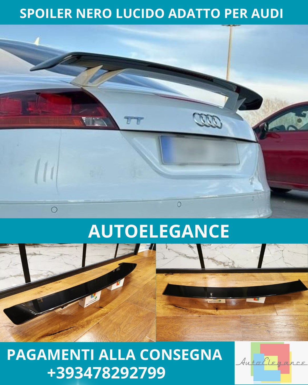 ⭐SPOILER ADATTO PER AUDI RSTT 8J TT FV A5 A6 A7 BERLINA LOOK RS NERO LUCIDO⭐