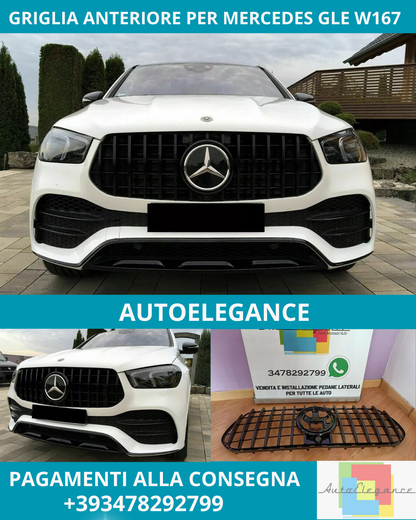 ⭐GRIGLIA ANTERIORE PER MERCEDES GLE W167 C167 2019+ NERA PANAMERICANA⭐
