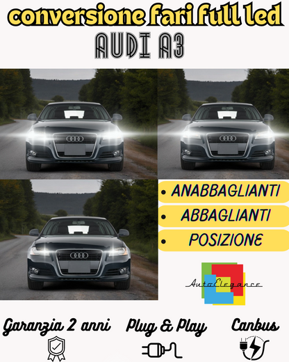 KIT FARI FULL LED AUDI A3 8L ANABBAGLIANTI ABBAGLIANTI LUCI POSIZIONE 6000K