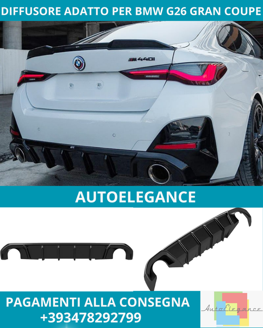🔥DIFFUSORE REAR BLACK NERO LUCIDO ADATTO PER BMW G26 GRAN COUPE 2020+🔥