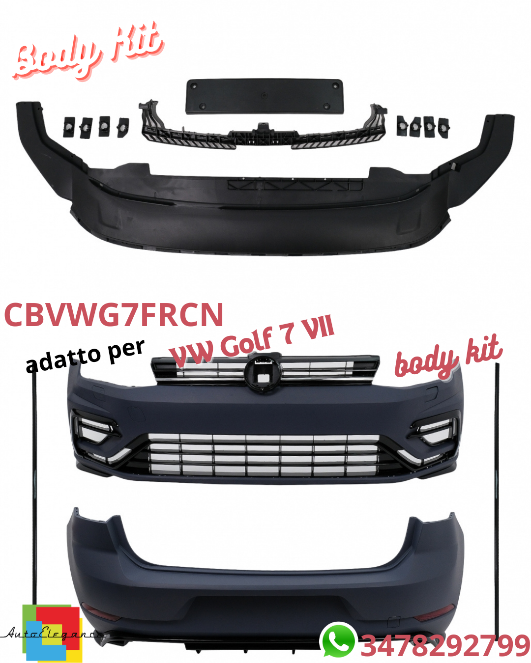 🔥Bodykit suitable for VW Golf 7 VII (2013-2017) Conversion to 7.5 R Design🔥