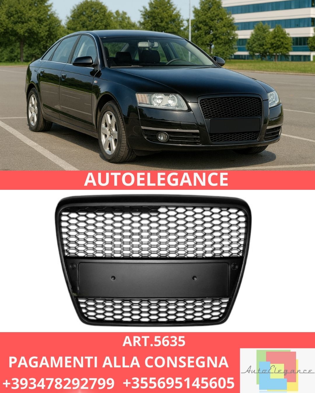 ✨ART.5635 GRIGLIA SPORT NERA ADATTO PER AUDI A6 (C6) 04.04-08✨