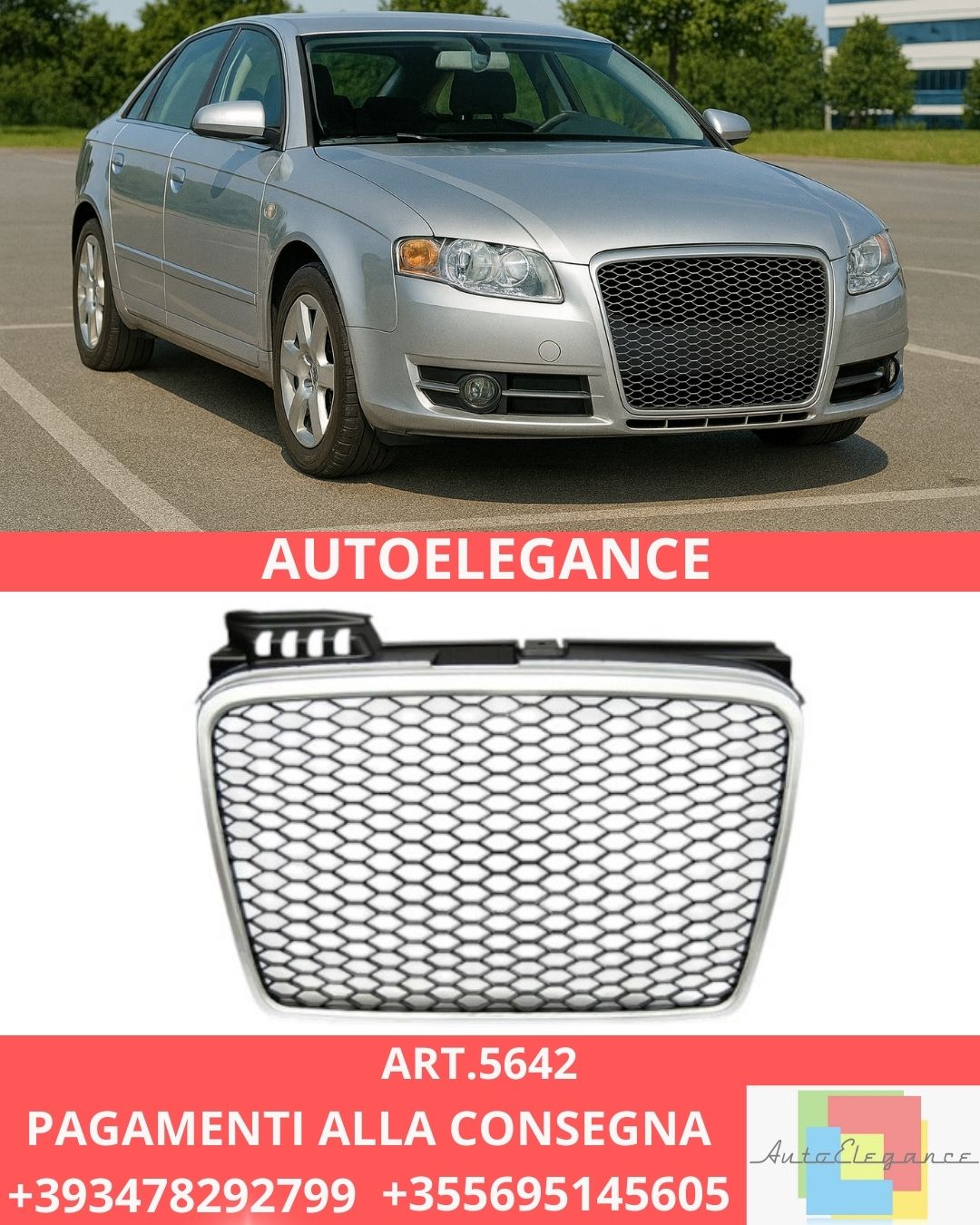 ✨ART.5642 GRIGLIA SPORT SILVER ADATTO PER AUDI A4 (B7) 11.04-03.08✨