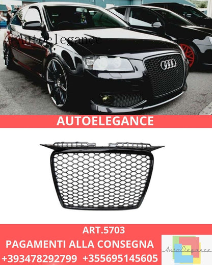 😍ART.5703 GRIGLIA SPORTIVA NERA LUCIDA ADATTO PER AUDI A3 8P 05-08😍