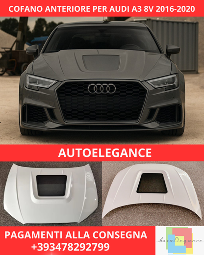 💎COFANO ANTERIORE PER AUDI A3 8V 2016-2020 LOOK TUNING LOOK RS3💎