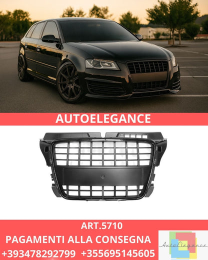 😍ART.5710 GRIGLIA SPORTIVA NERA LUCIDA ADATTO PER AUDI A3 8P 08-12😍