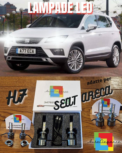 Kit LED H7 CANbus per Seat ATECA Luci ANABBAGLIANTI Bianco Ghiaccio 6500K 8000LM