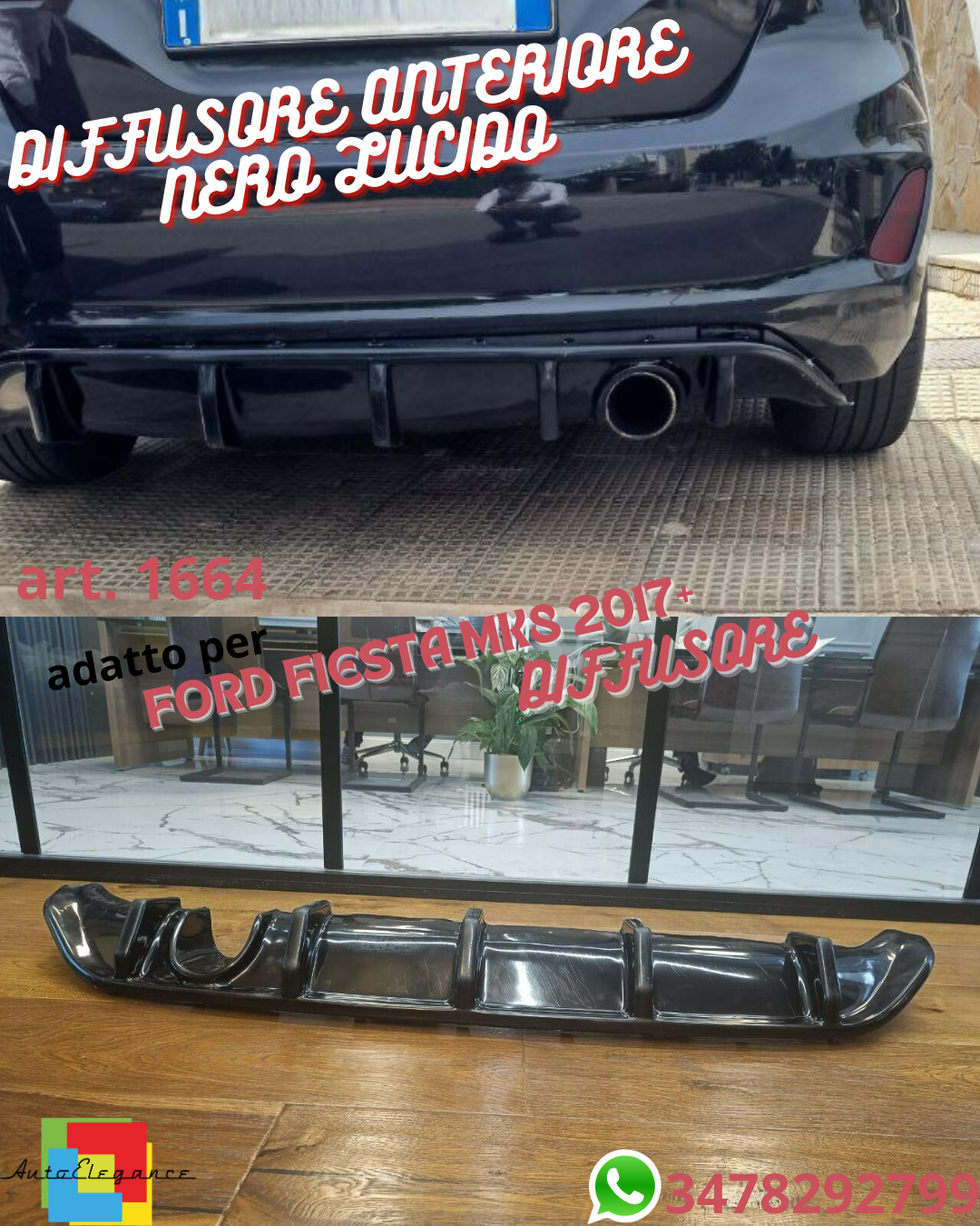 ⭐DIFFUSER SUITABLE FOR FORD FIESTA MK8 2017+⭐ ST-LINE GLOSS BLACK⭐