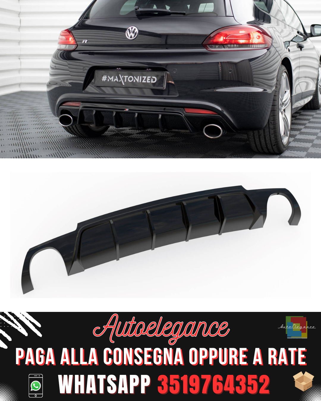 DIFFUSORE POSTERIORE V.2 ADATTO PER VOLKSWAGEN SCIROCCO R MK3