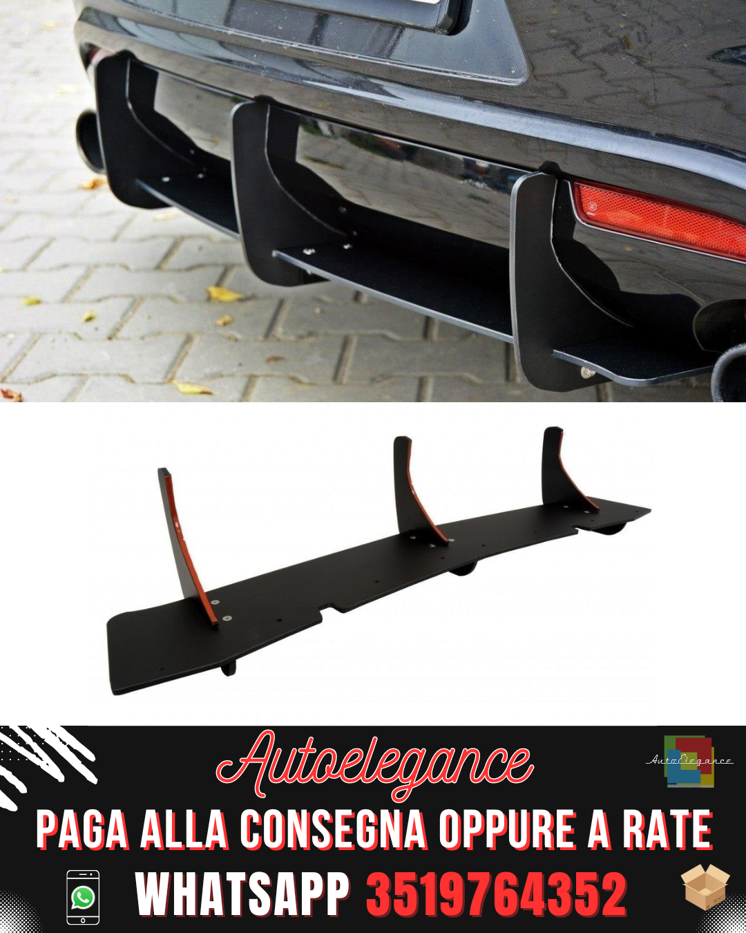DIFFUSORE POSTERIORE adatto per VW SCIROCCO R E SPLITTER LATERALI POSTERIORI