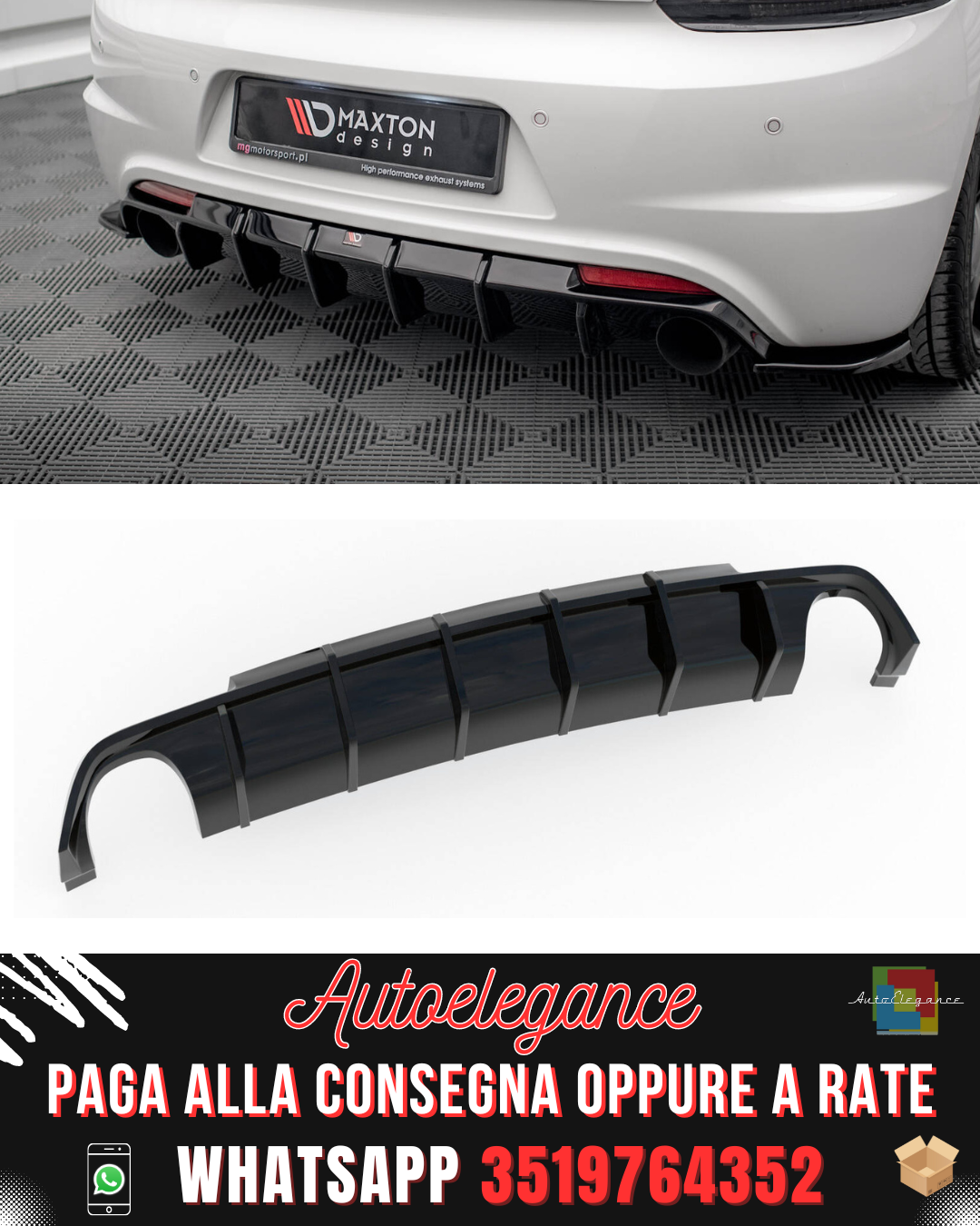 DIFFUSORE POSTERIORE V.1 ADATTO PER VOLKSWAGEN SCIROCCO R MK3