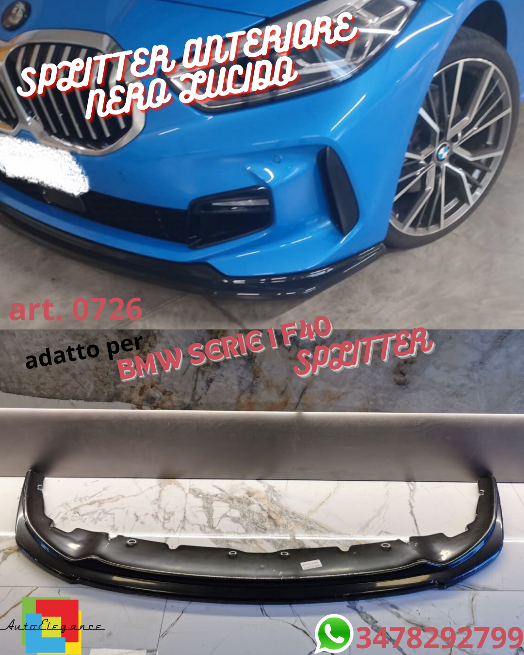 SPLITTER ADATTO PER ✨BMW SERIE 1 F40 ✨MSPORT LOOK NERO LUCIDO DESIGN SPORTIVO