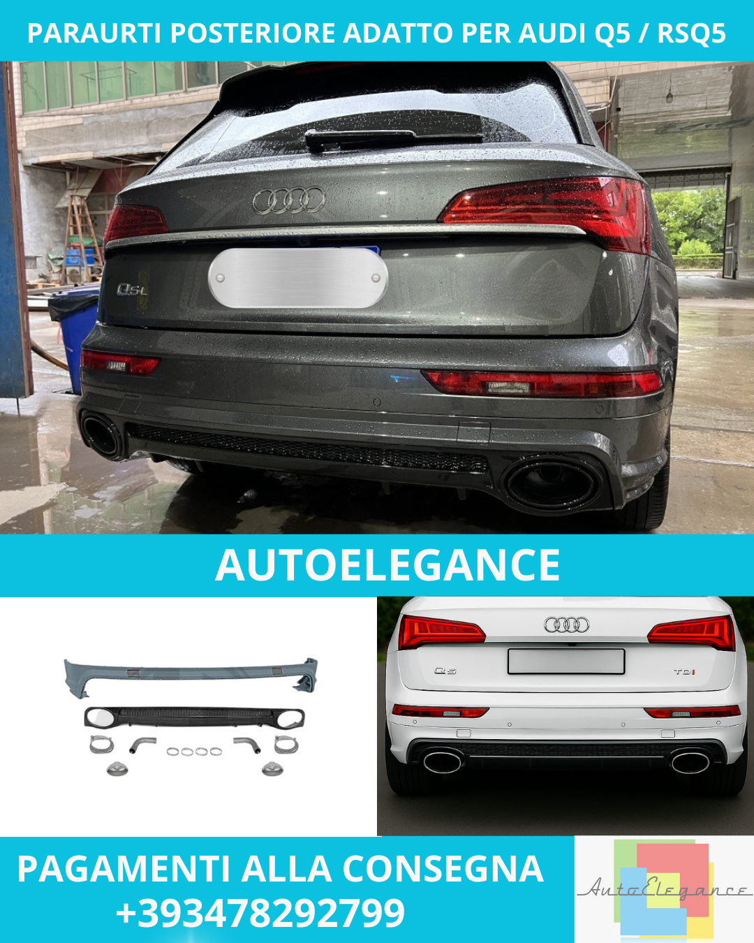 ⭐PARAURTI POSTERIORE ADATTO PER AUDI Q5 / RSQ5⭐
