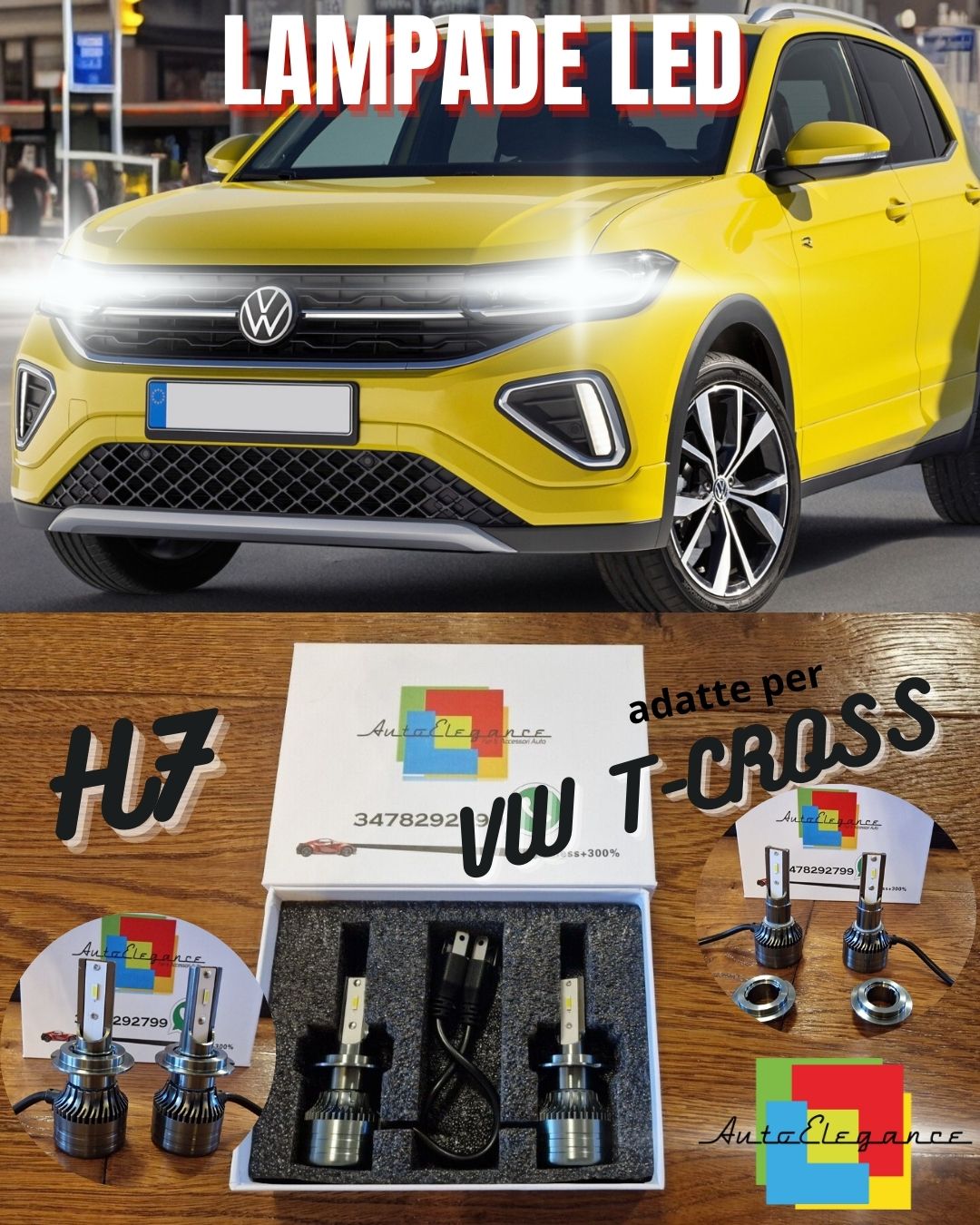 Kit LED H7 CANbus per VW T-CROSS Luci ANABBAGLIANTI Bianco Puro 6500K 8000LM