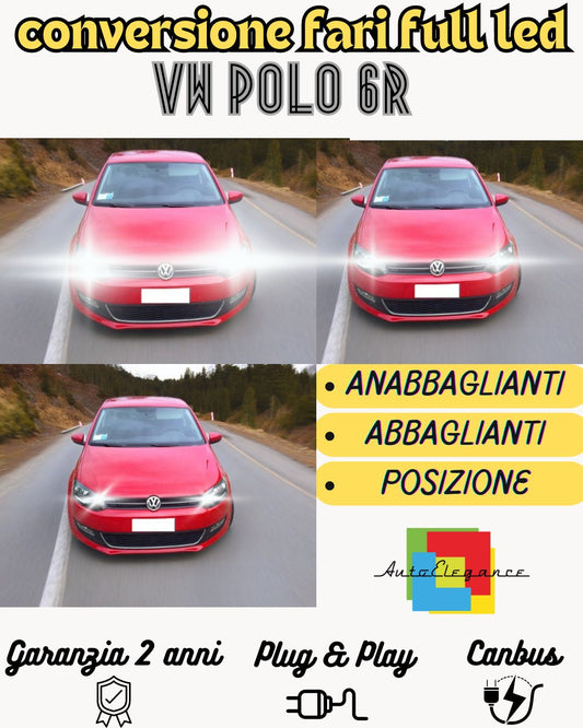 KIT FARI FULL LED VW POLO 6R ANABBAGLIANTI ABBAGLIANTI POSIZIONE CANBUS NO ERROR