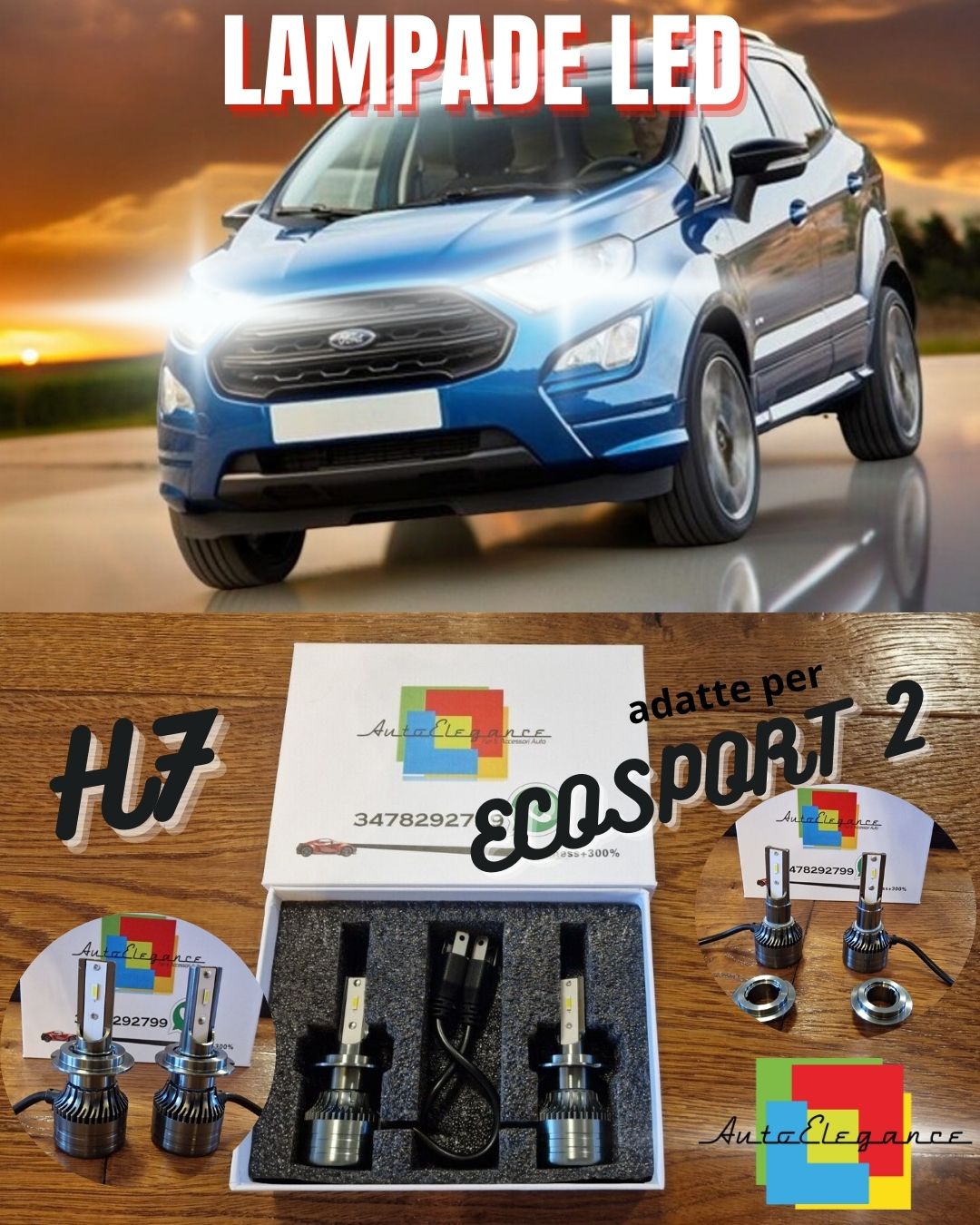 Kit LED H7 CANbus per Ford Ecosport 2 Luci ANABBAGLIANTI Bianco POTENTE 6500K