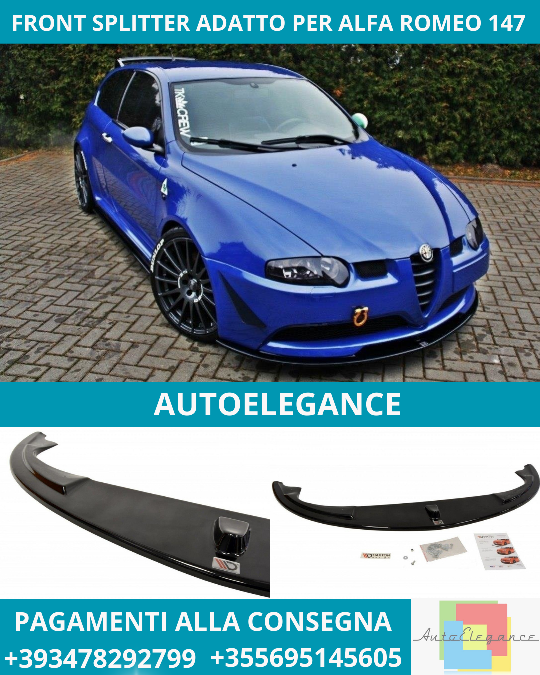 ⭐FRONT SPLITTER ADATTO PER ALFA ROMEO 147 ⭐