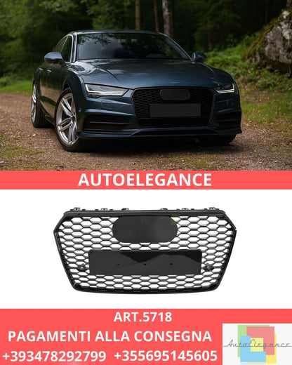 😍ART.5718 GRIGLIA SPORTIVA NERA LUCIDA PDC ADATTO PER AUDI A7 C7 14-18😍
