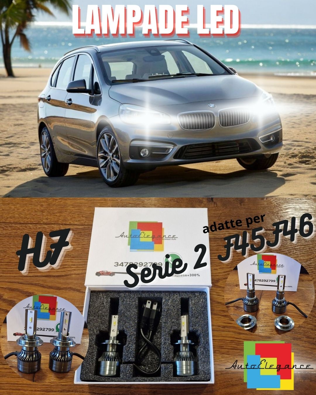 LED Bulbs Kit for BMW 2 Series F45 F46 Tourer LOW BEAM H7 CANbus Ice