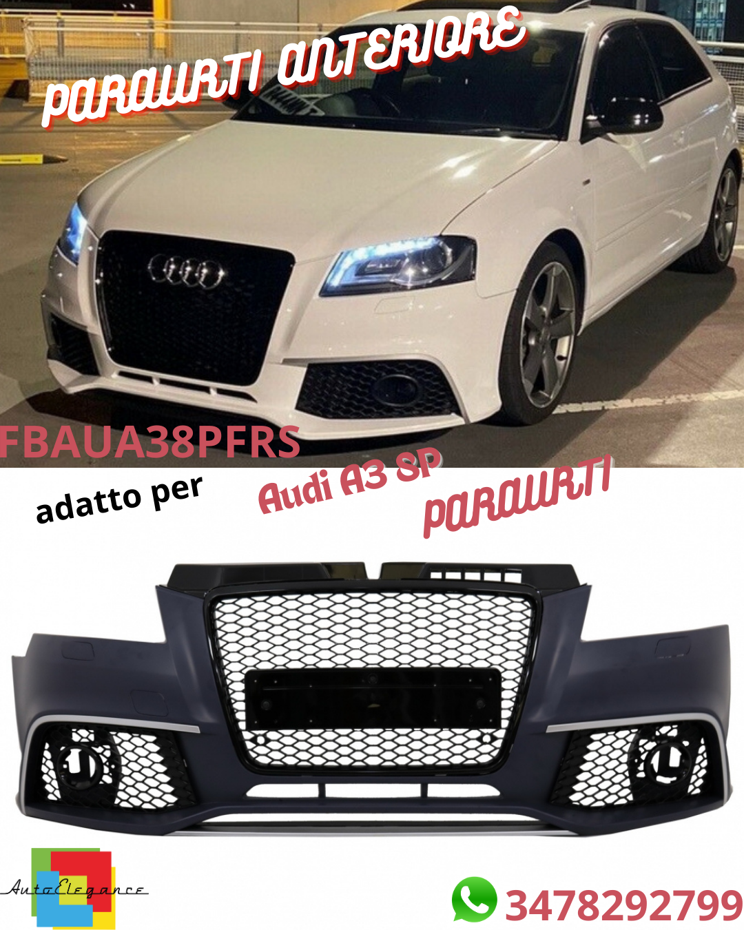 👌Front bumper suitable for Audi A3 8P Facelift Sportback Hatchback Cabrio ⭐