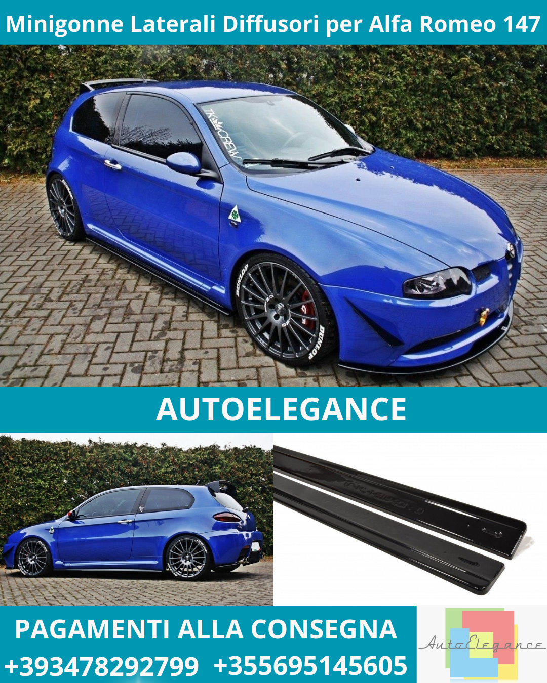 ⭐ Minigonne Laterali Diffusori per Alfa Romeo 147 GTA ⭐
