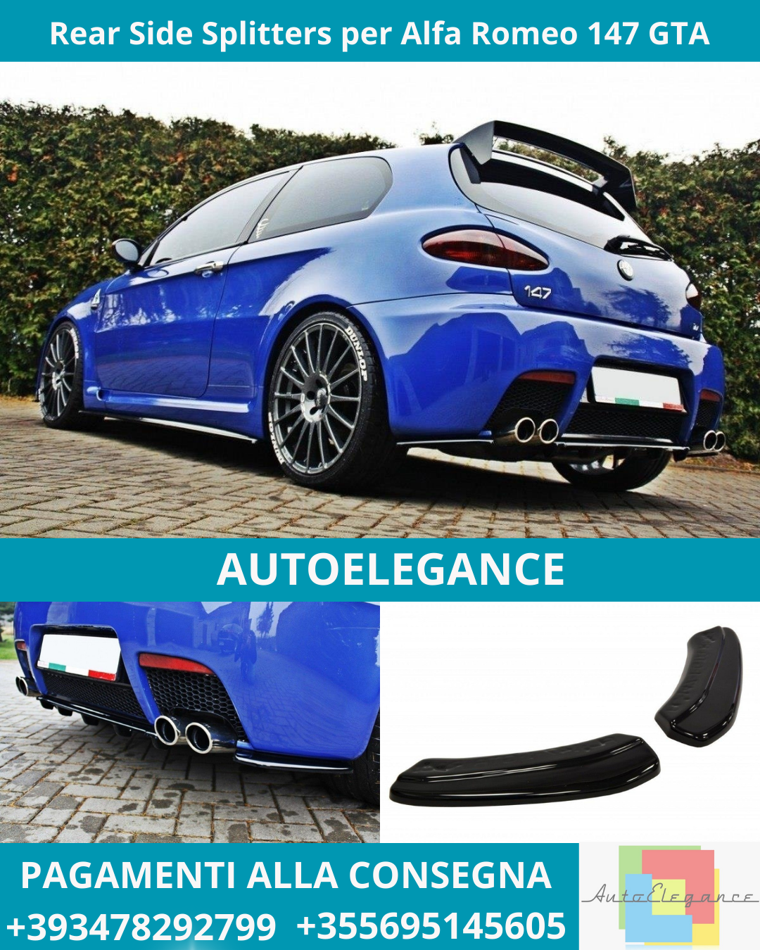 ⭐ Rear Side Splitters per Alfa Romeo 147 GTA ⭐