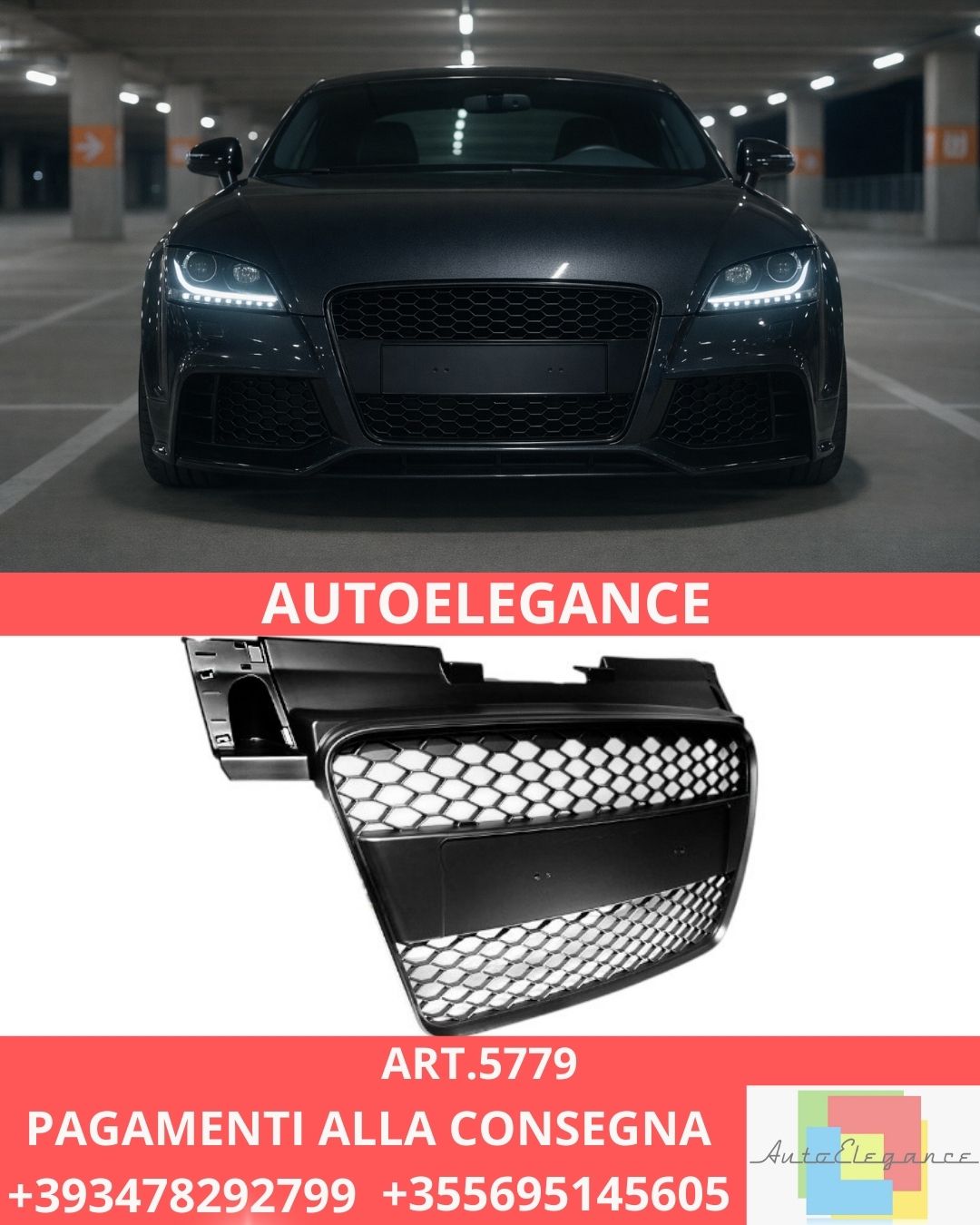 😍ART.5779 GRIGLIA SPORT NERA ADATTO PER AUDI TT 06-14😍