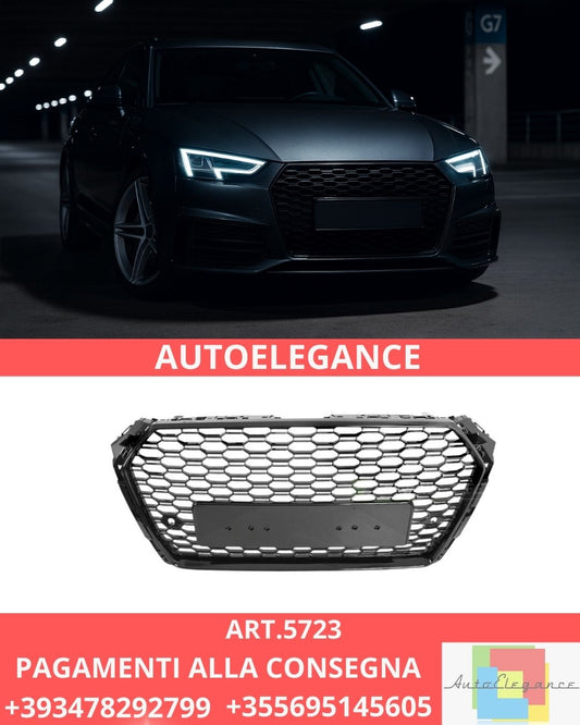 😍ART.5723 GRIGLIA SPORTIVA NERA LUCIDA PDC ADATTO PER AUDI A4 B9 15-19😍