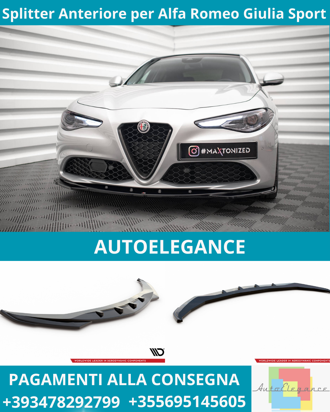 ⭐ Splitter Anteriore per Alfa Romeo Giulia Sport ⭐