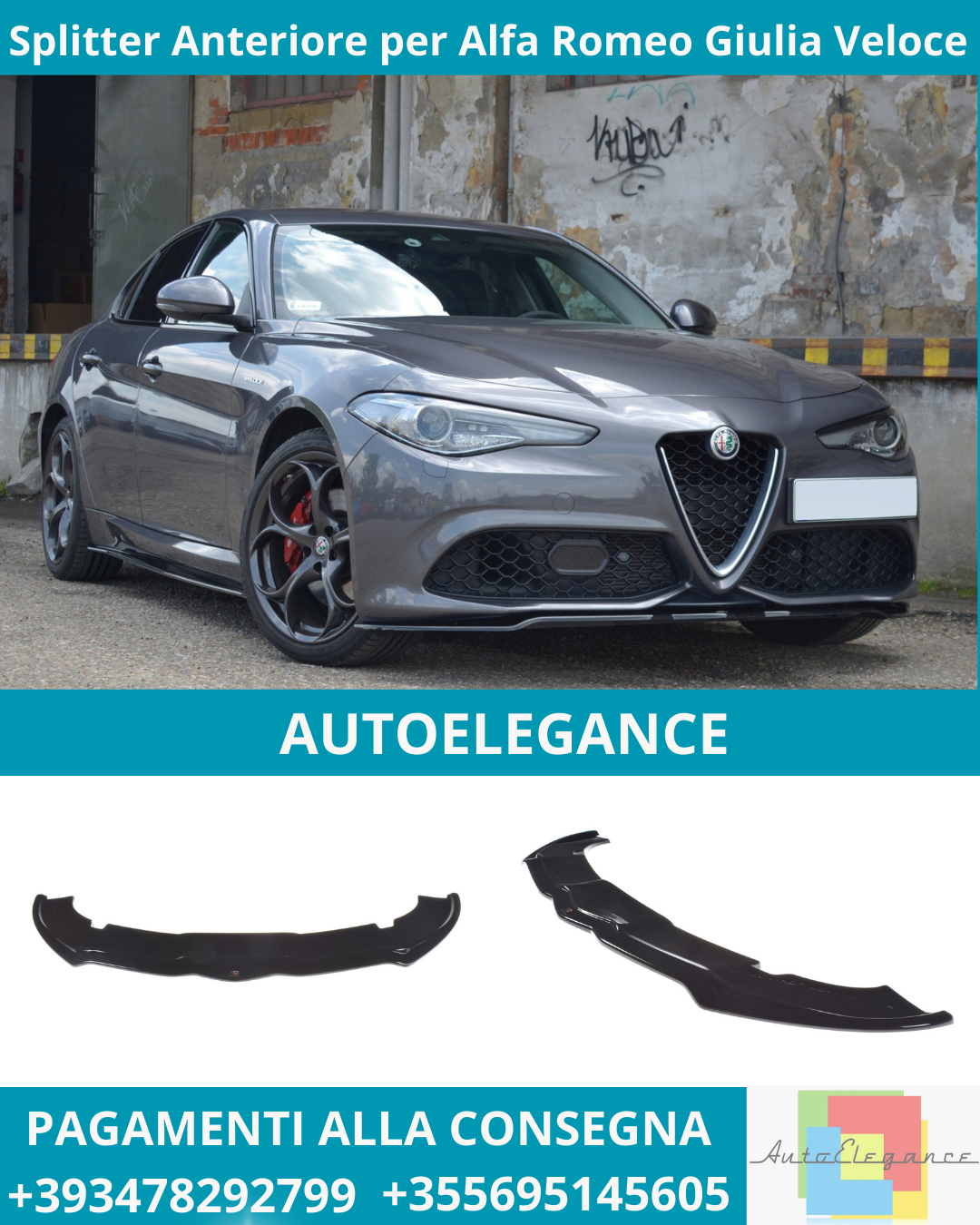 ⭐ Splitter Anteriore per Alfa Romeo Giulia Veloce ⭐