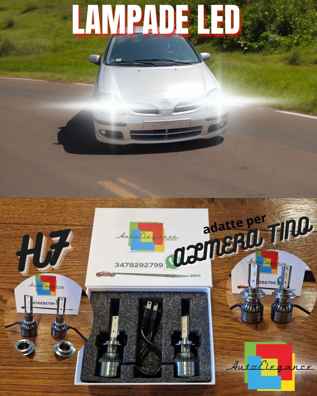 Kit Full LED H7 per Nissan Almera Tino Luci ANABBAGLIANTI CANbus Bianco POTENTE