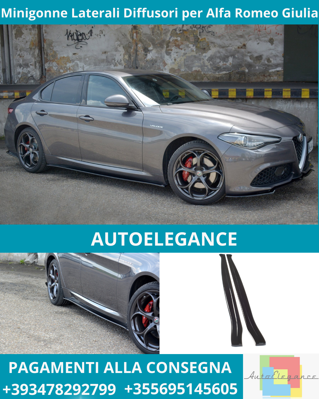 ⭐ Minigonne Laterali Diffusori per Alfa Romeo Giulia Veloce ⭐