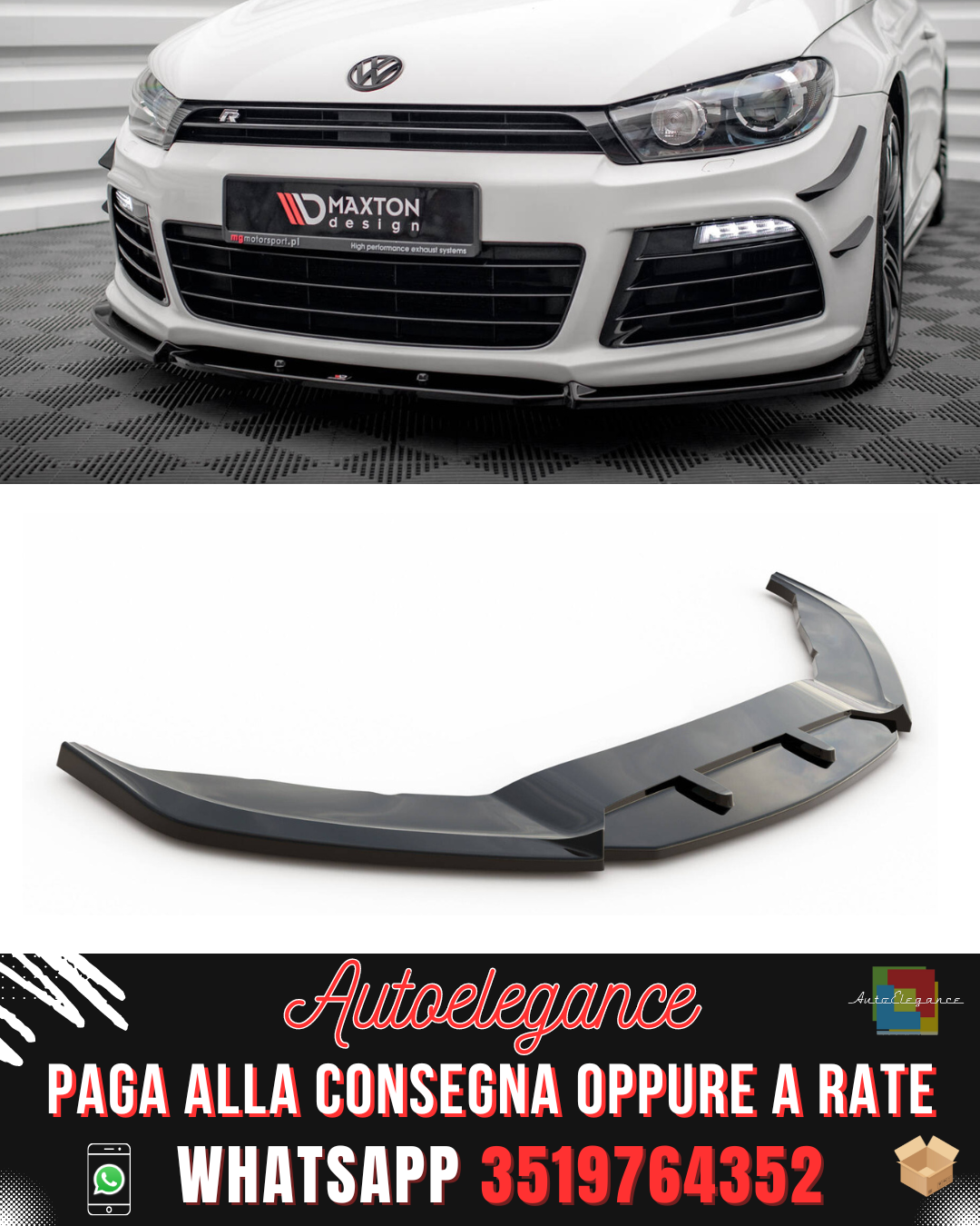 SPLITTER ANTERIORE V.3 adatto per VOLKSWAGEN SCIROCCO R MK3