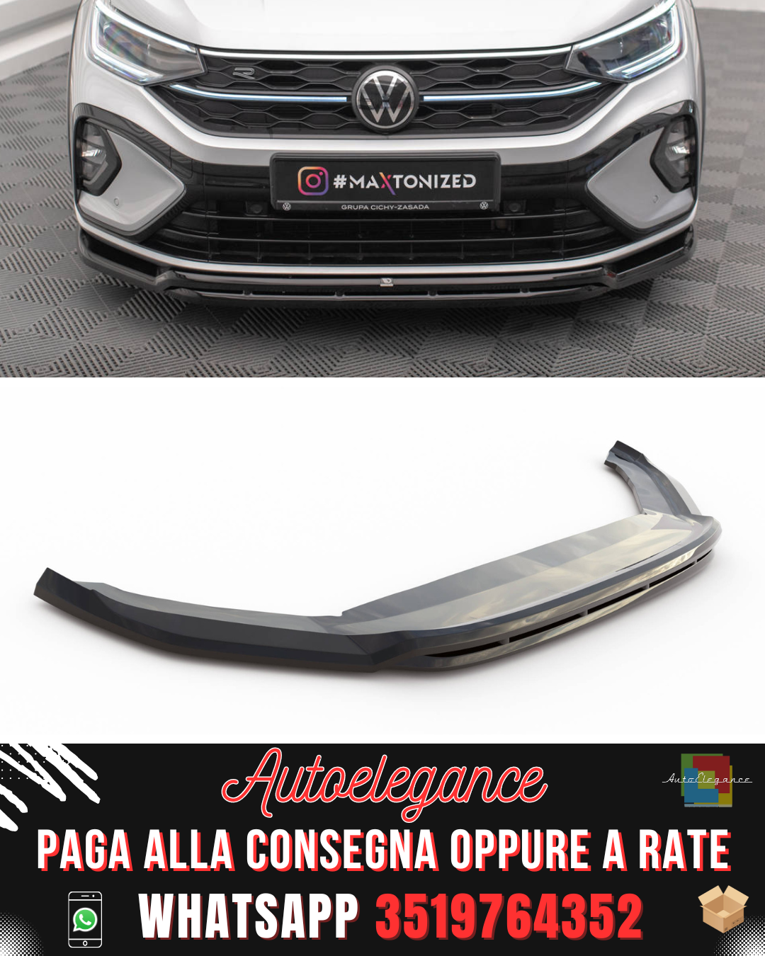 SPLITTER ANTERIORE adatto per VOLKSWAGEN TAIGO R-LINE MK1