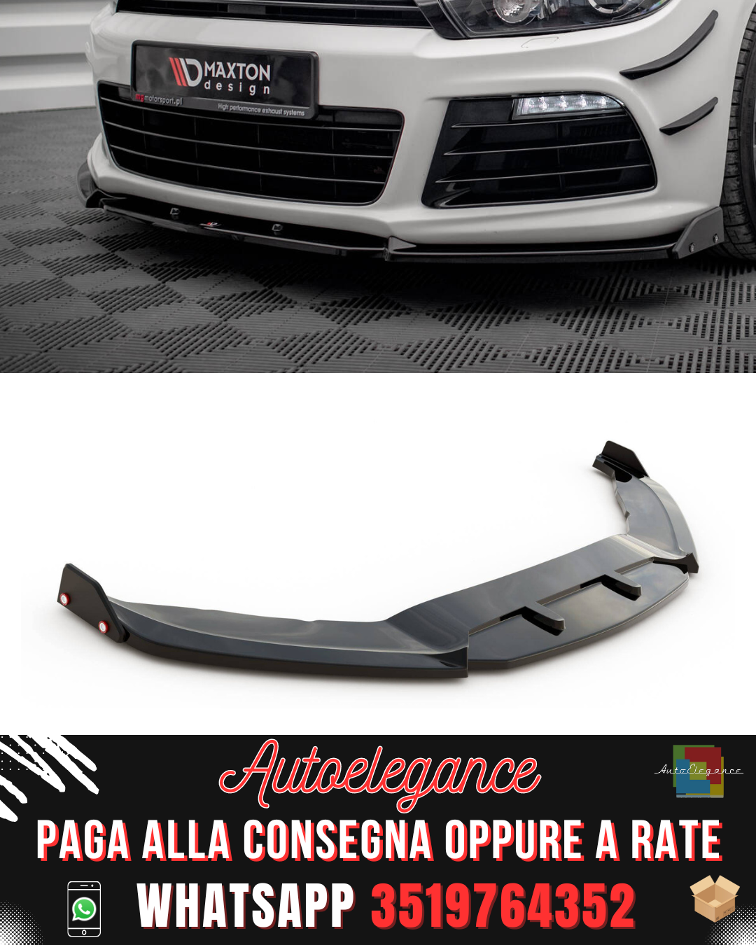 SPLITTER ANTERIORE V.3 + FLAPS adatto per VOLKSWAGEN SCIROCCO R MK3