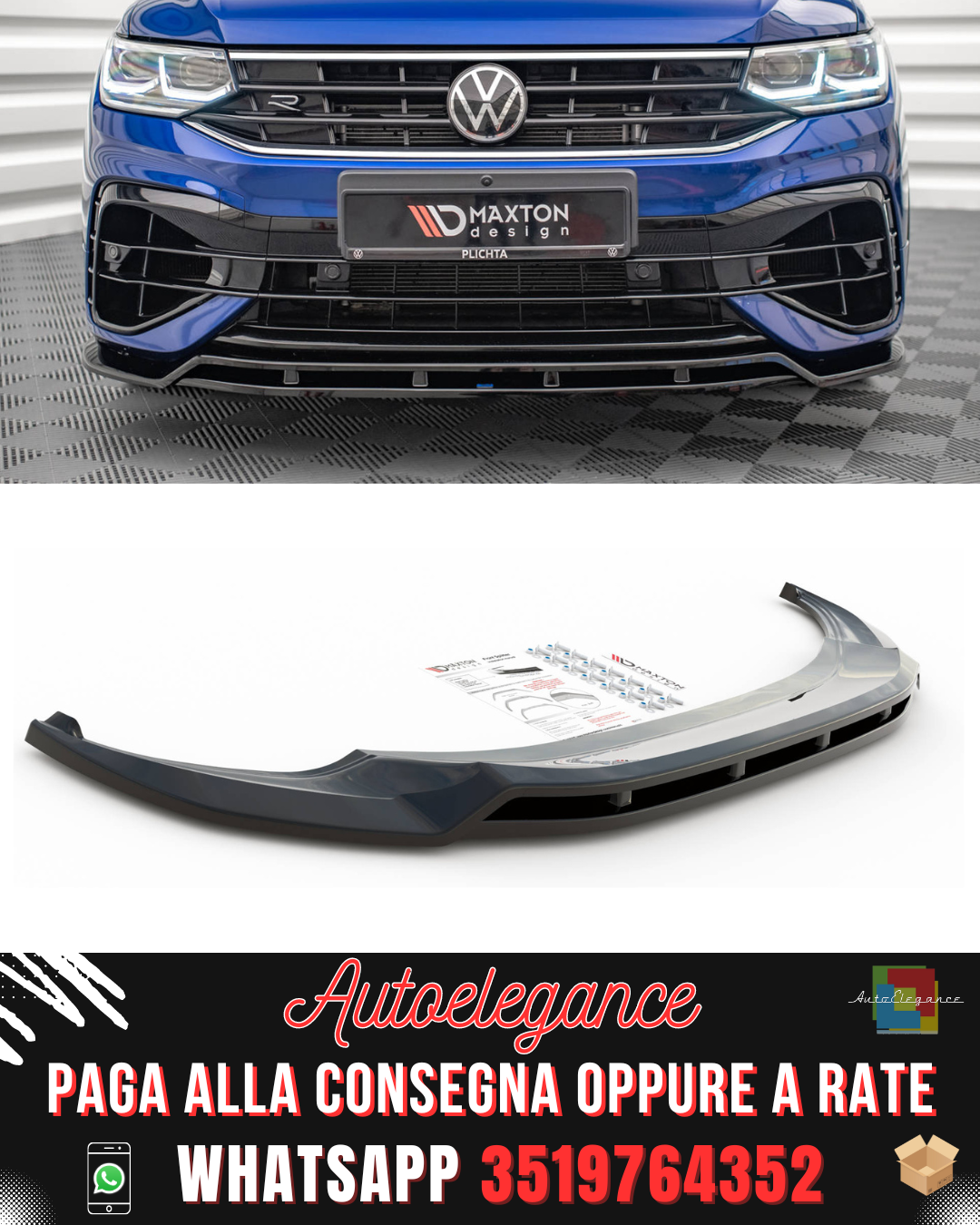 SPLITTER ANTERIORE V.1 ADATTO PER VOLKSWAGEN TIGUAN R / R-LINE MK2 FACELIFT