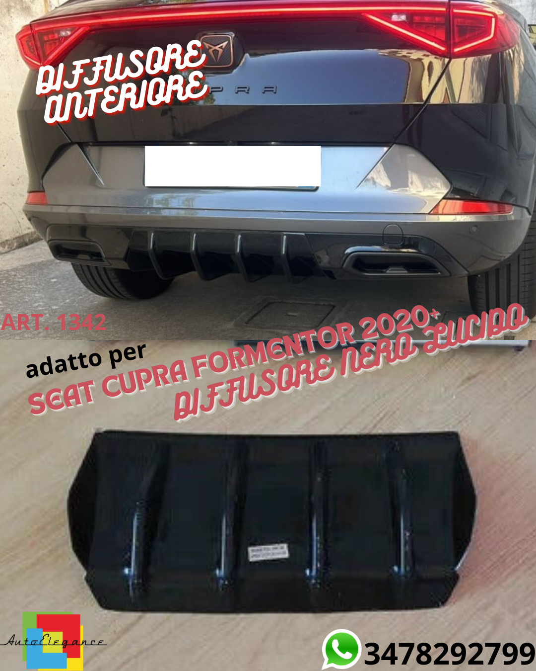 🚗DIFFUSORE ADATTO PER SEAT CUPRA FORMENTOR 2020+ NERO LUCIDO🚗