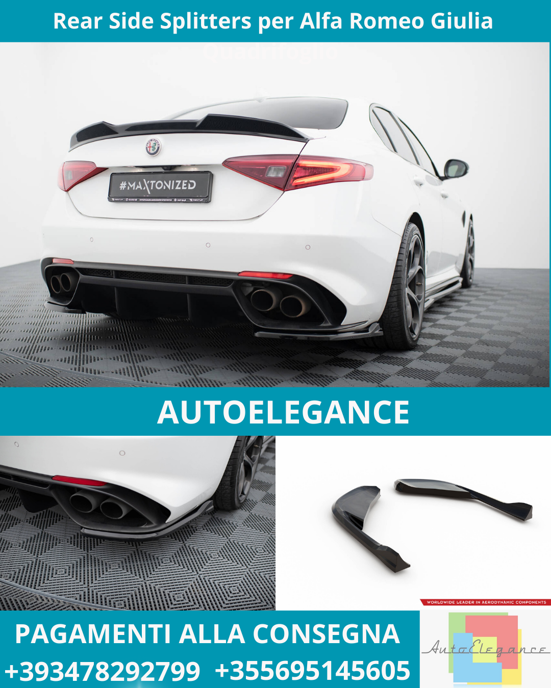 ⭐ Rear Side Splitters per Alfa Romeo Giulia Quadrifoglio ⭐