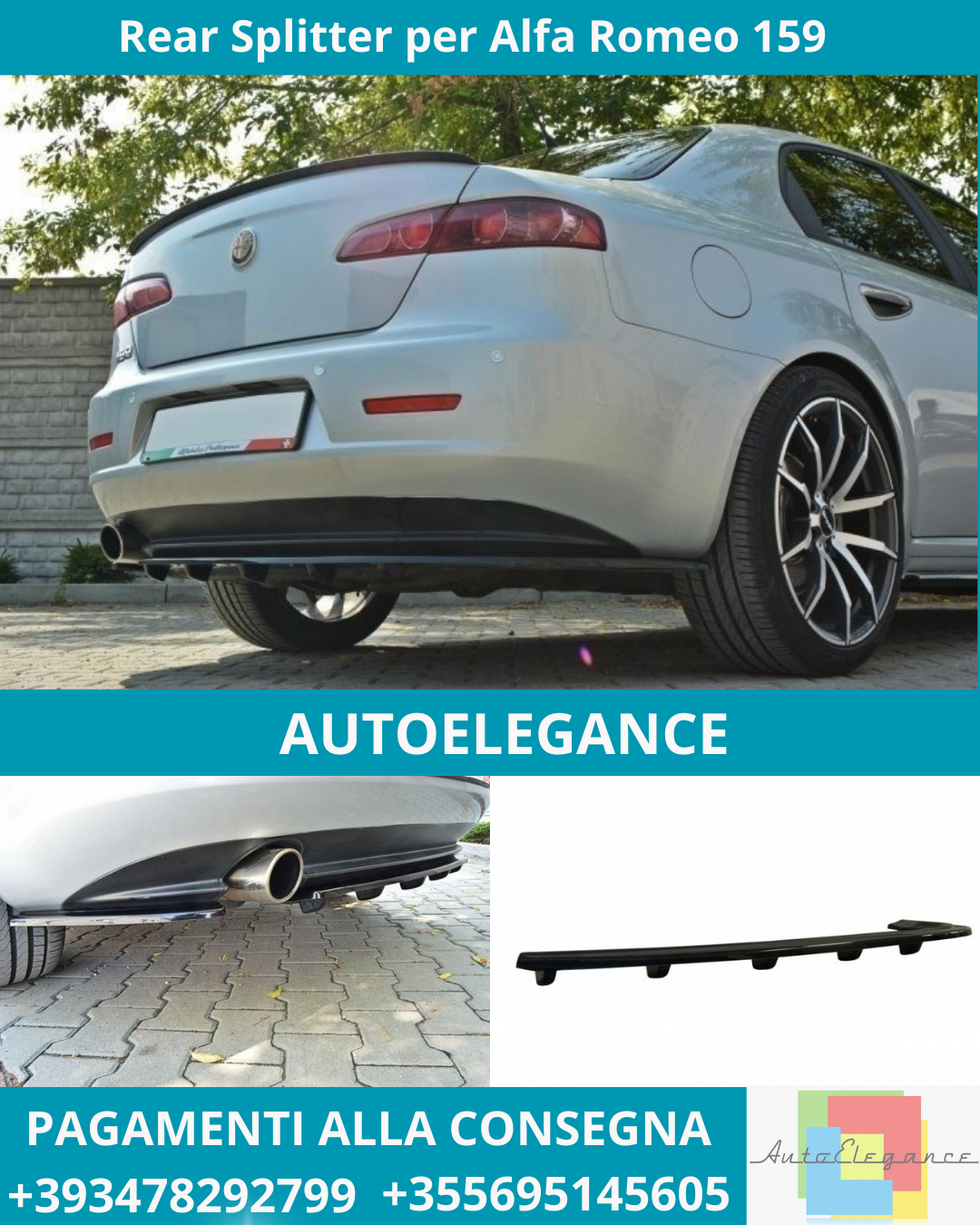 ⭐ Rear Splitter per Alfa Romeo 159 (con Barre Verticali) ⭐