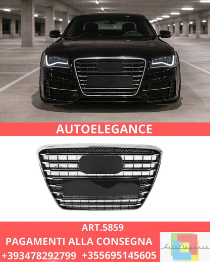 😍ART.5859 GRIGLIA SPORTIVA NERA CROMATA PDC ADATTO PER AUDI A8 D4 09-13😍