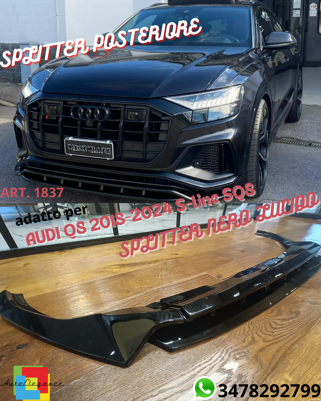 SPLITTER ADATTO PER AUDI Q8 2018-2024 S-line SQ8 (PROMO)