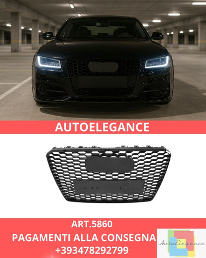 😍ART.5860 GRIGLIA SPORTIVA NERA LUCIDA PDC ADATTO PER AUDI A8 D4 13-17😍