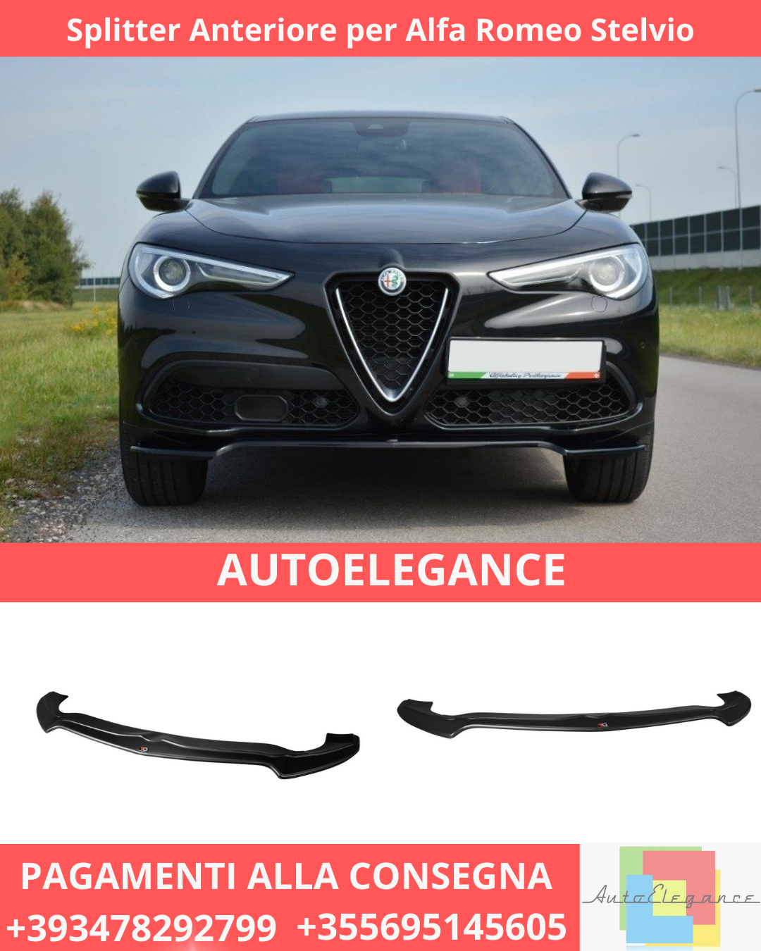 ⭐ Splitter Anteriore per Alfa Romeo Stelvio ⭐